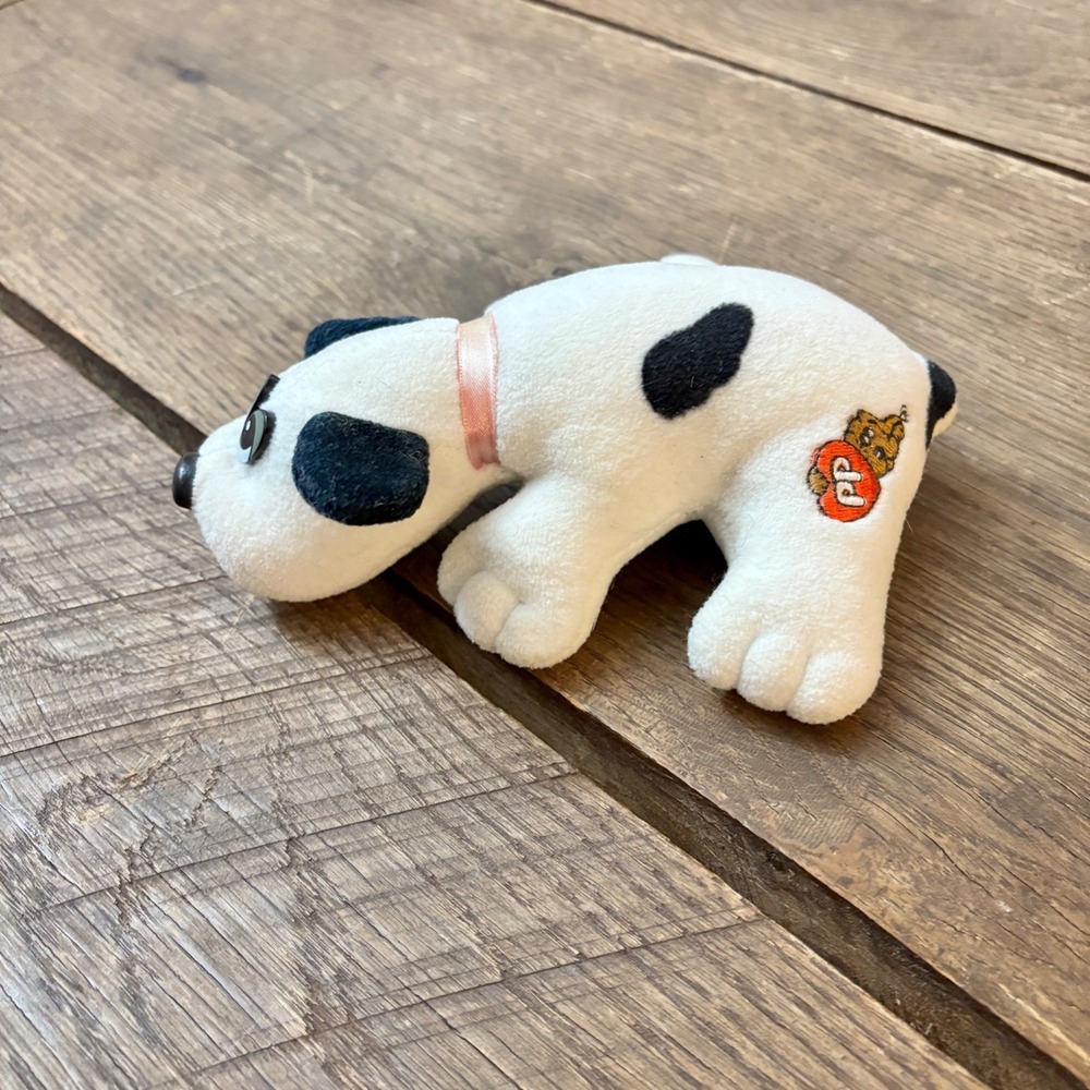Vintage Pound Puppy Black & White Spotted Dog Tonka Plush‎ 1986 Pink Collar - Picture 4 of 7